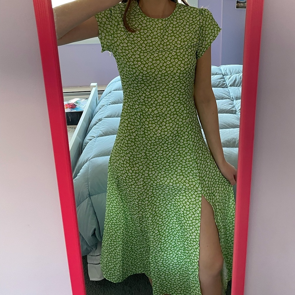 NWT green floral midi dress